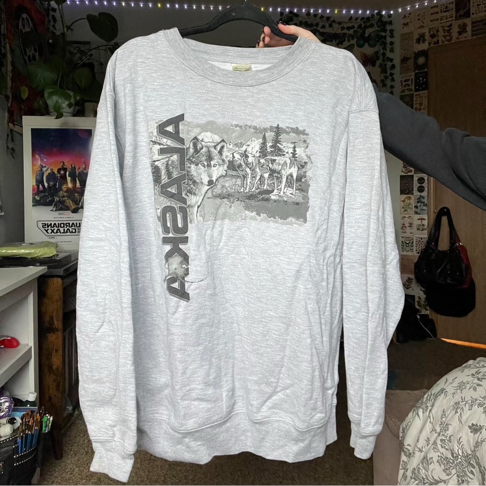 Vintage Vtg ALASKA WILD WOLF Organic Cotton Sustainable Sweatshirt